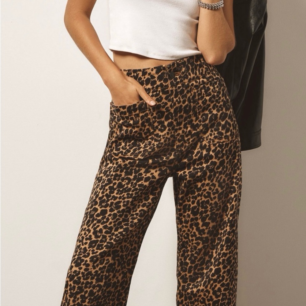 Maeve Anthropologie Leopard Print Wide-Leg Pants - Picture 3 of 5